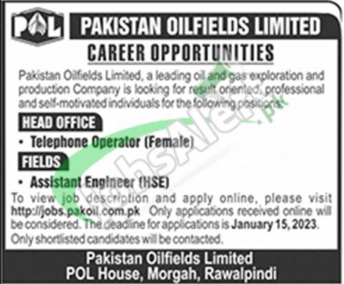 POL Jobs 2023 Apply Online jobs.pakoil.com.pk Pakistan Oilfields Limited