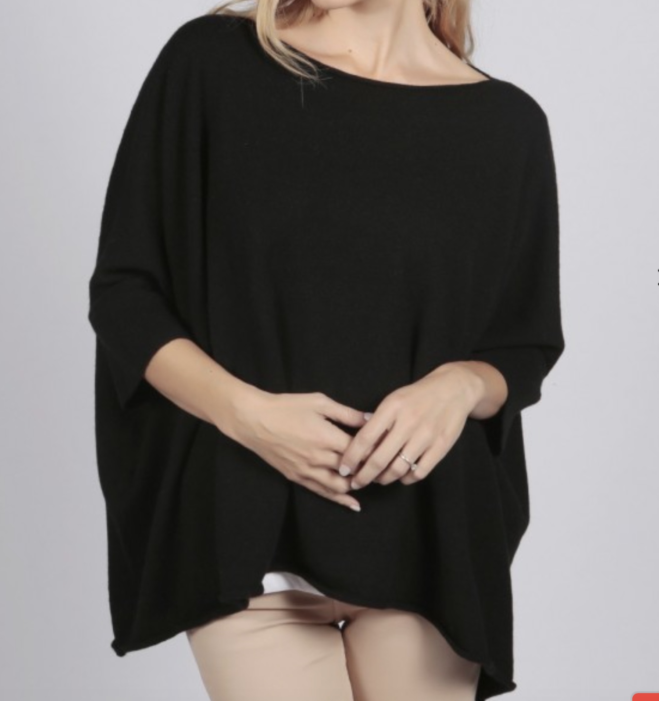italy in cashmere black pure cashmere short sleeved oversized batwing sweater