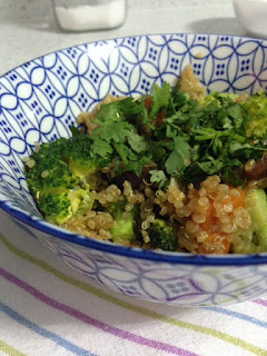 Presentación quinoa con verduras