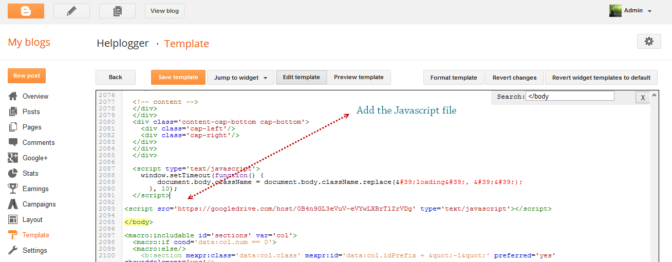 How To Host Blogger CSS and JavaScript Files in Google Drive 8 add external javascript js to blogger