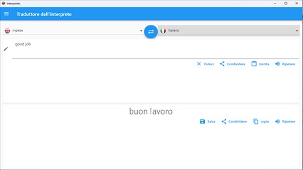 Interpreter Translator. App gratuita per la traduzione di testi e audio per Windows 10