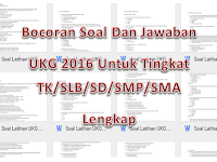Bocoran Soal Dan Jawaban UKG 2016 Untuk Tingkat TK/SLB/SD/SMP/SMA Lengkap
