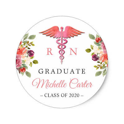 Girly Floral Nursing Symbol Graduation Seal