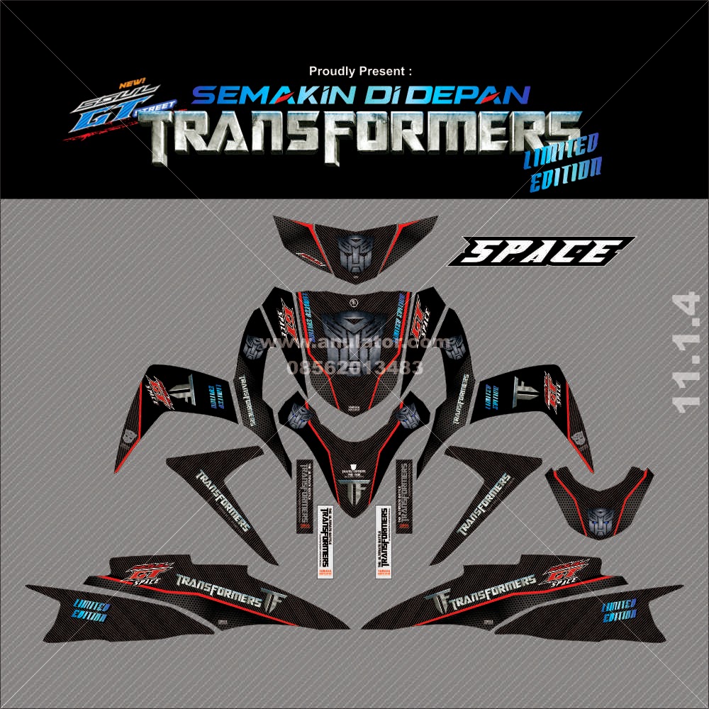 Yamaha Soul GT Black Transformer Digital Print Stiker Motor