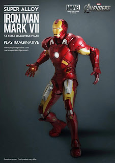 Play Imaginative Super Alloy 1/6 Scale Iron Man Mk VII Diecast Figure with Hall of Armor