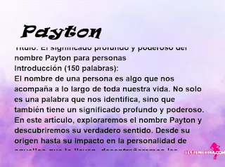 significado del nombre Payton