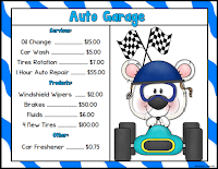  Auto Garage Menu for Math