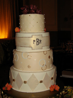 The wedding cake was designed by Susan Morgan of Elegant Cheesecakes 