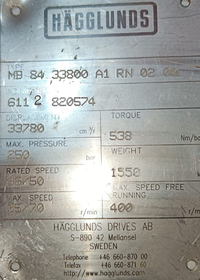 HAGGLUNDS MB 84 33800 HYDRAULIC MOTOR.
