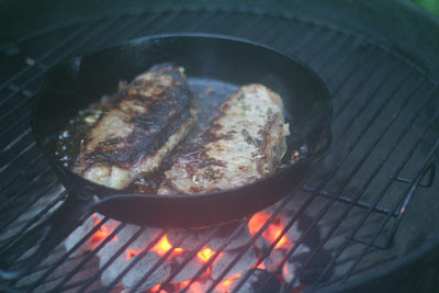 chimichurri steaks on grill