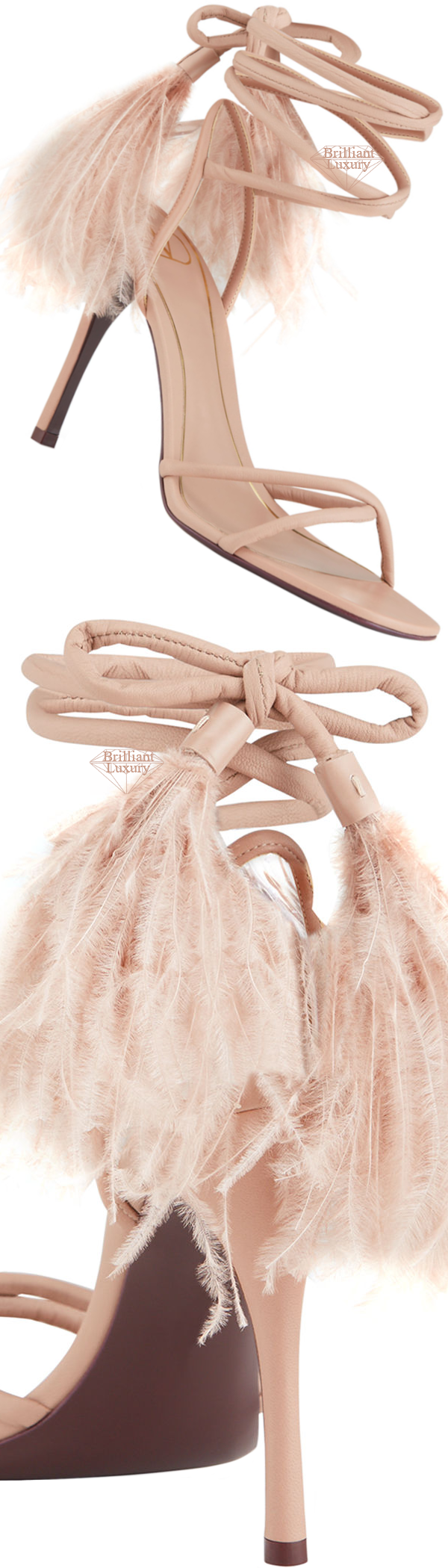 ♦Valentino ostrich cream feather ankle wrap stiletto sandals #valentino #shoes #brilliantluxury