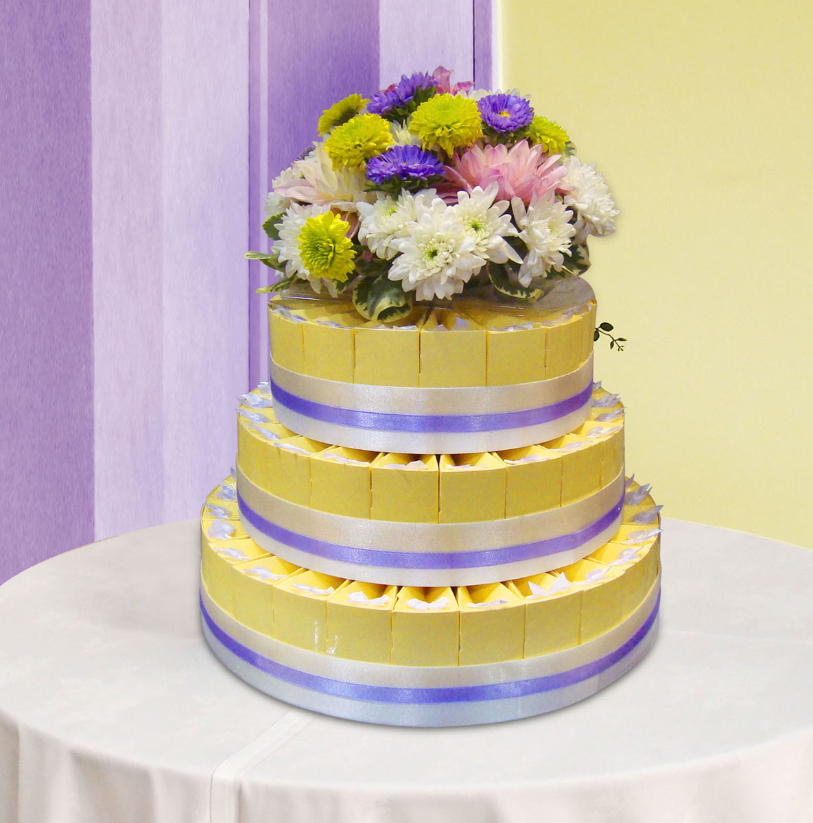 yellow cake slice REAL FLOWER CAKE TOPPERS!