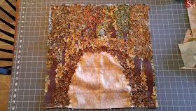 Missouri fall autumn leaves deer art mini quilt