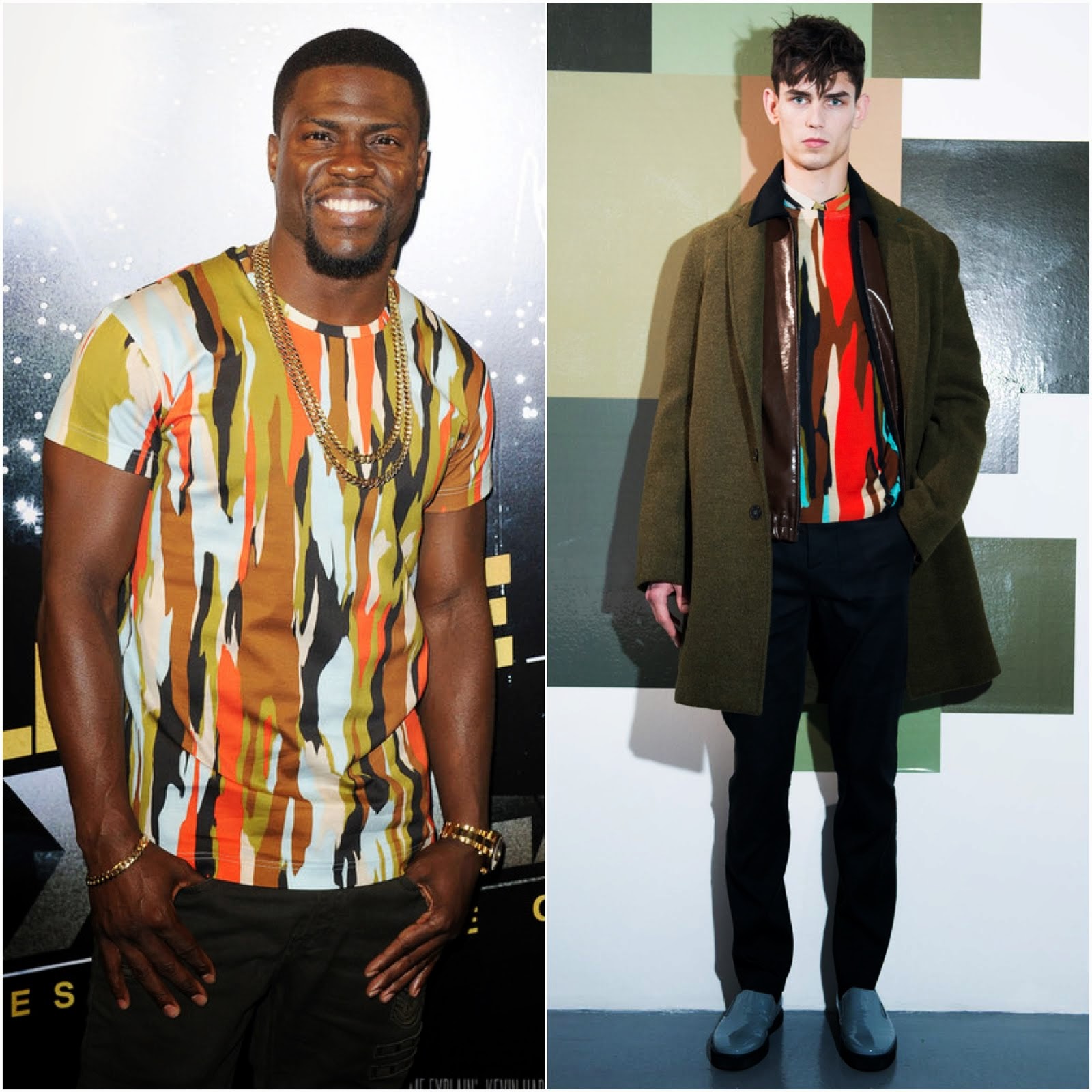 00O00 Menswear Blog Kevin Hart's Jonathan Saunders Pollock print t-shirt - 'Let Me Explain' London premiere