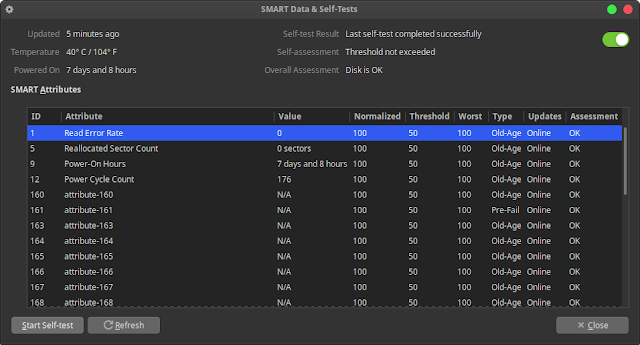 Checking SSD on GNOME Disk