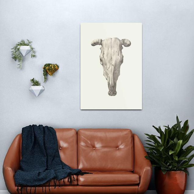 Cow skull from above art print