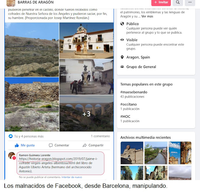 Los malnacidos o malparits de Facebook, desde Barcelona manipulando. La censura de Caralibro o Carallibre desde Barchinona se ve muy clara.