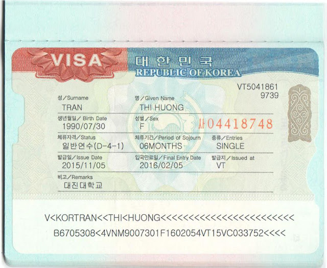 Hình ảnh visa du học Hàn Quốc D4-1