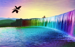 3D Colorful Waterfall wallpaper