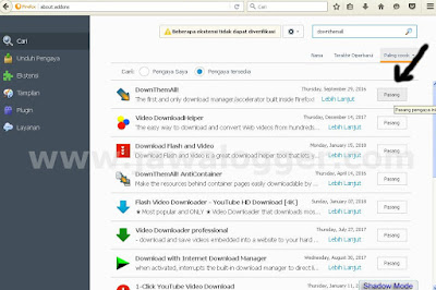 cara instal downthemall di firefox