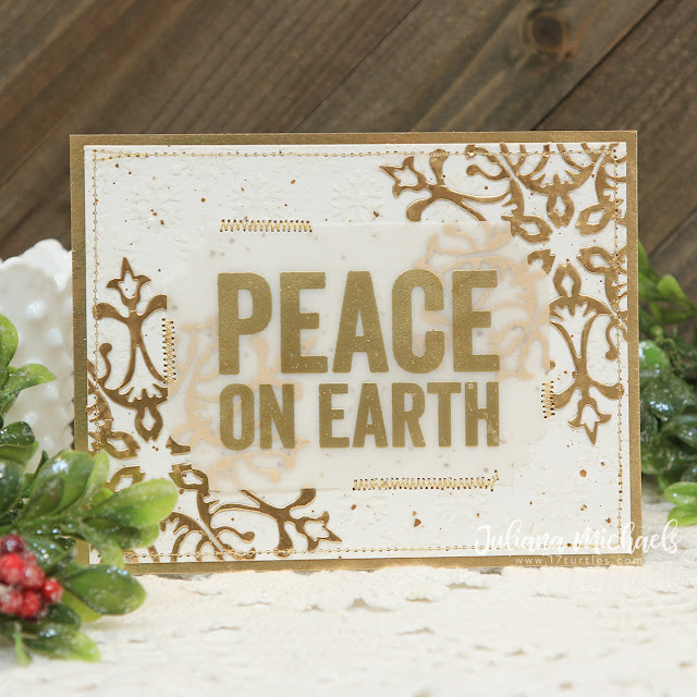 Peace On Earth Christmas Card by Juliana Michaels featuring Tim Holtz Bold Tidings Stamp Set