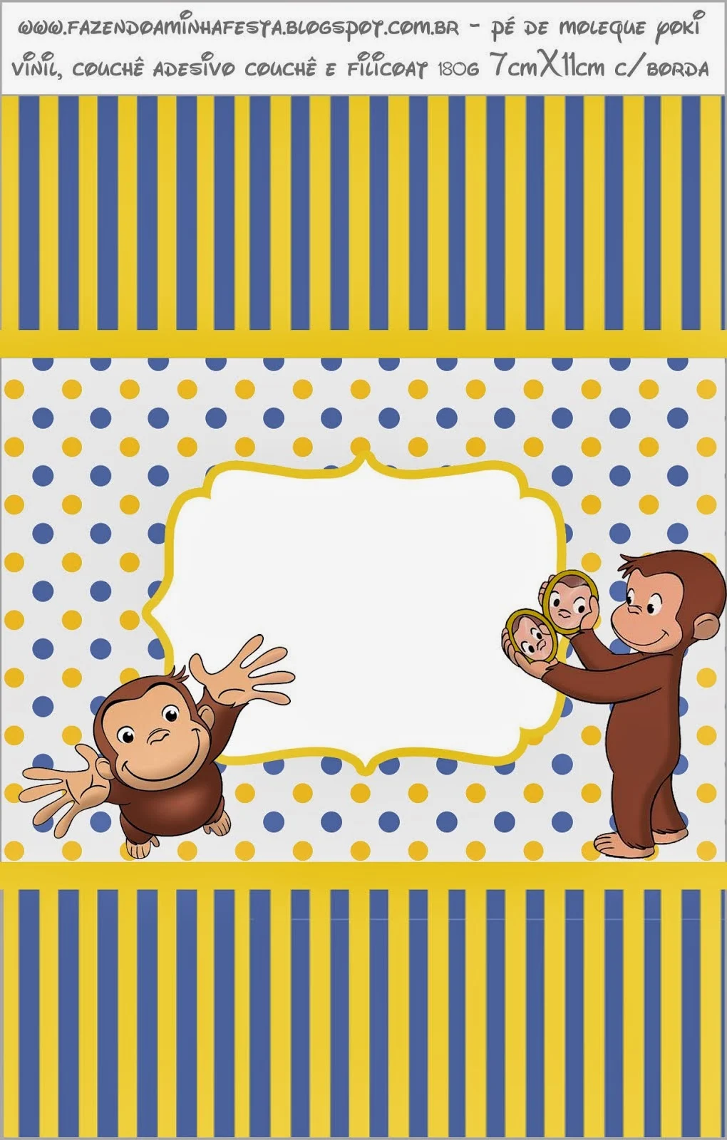 Curious George  Free Printable Candy Bar Labels.