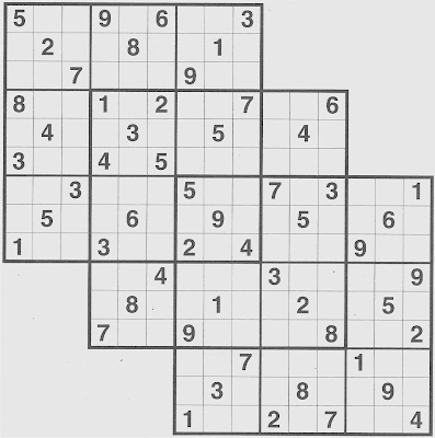 Free Printable Samurai Sudoku on Printable Sudoku