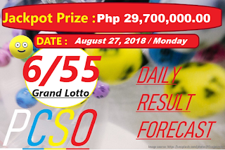 August 27, 2018 6/55 Grand Lotto Result