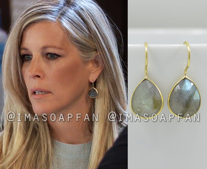 Carly Corinthos, Laura Wright, Labradorite Teardrop Earrings, General Hospital, GH