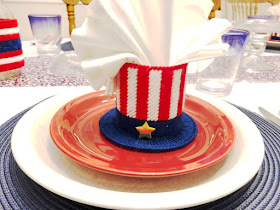 Uncle Sam hat Plastic Canvas Pattern as a Napkin Holder at our 4th of July Patriotic Breakfast Party