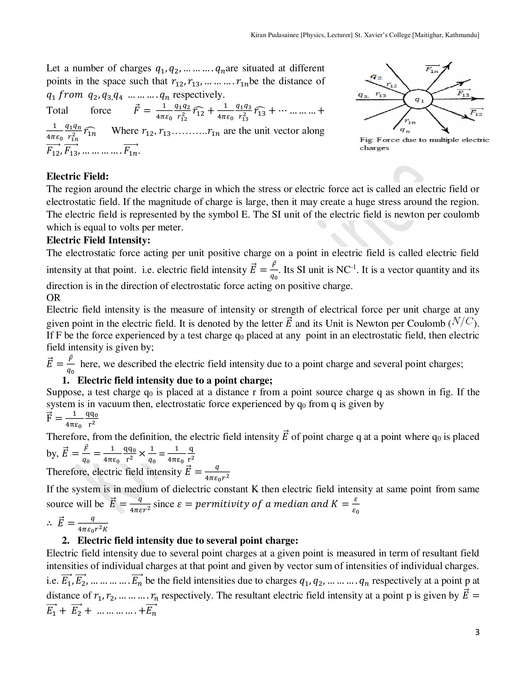 Electrical And Magnetic Field & Potential: B.Sc. CSIT Physics Unit 2 Notes
