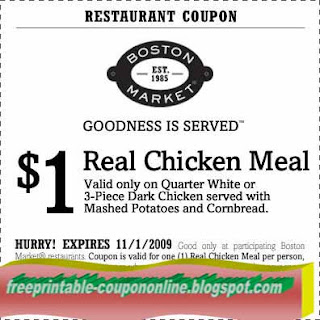 Free Printable Boston Market Coupons