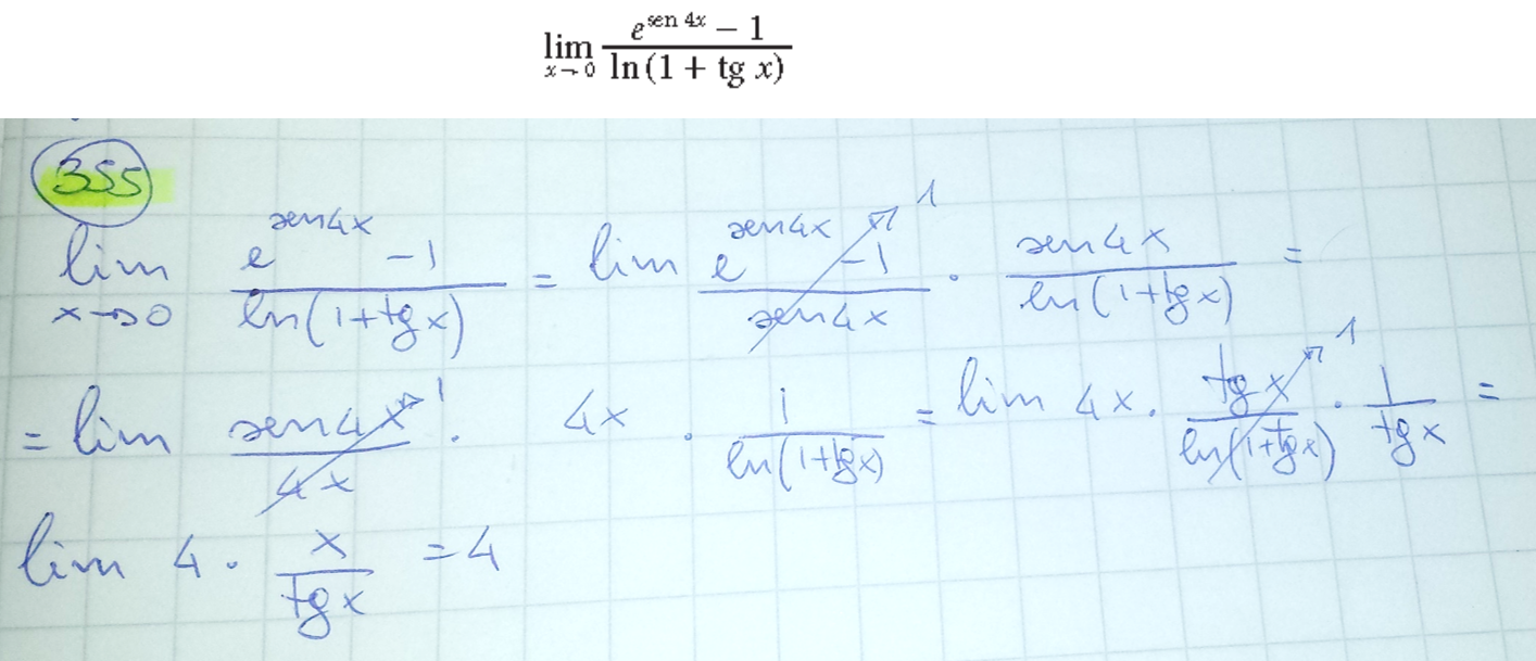 Matematica Del 5 Limite Di X Che Tende A 0 Di Esen4x 1 Ln1 Tgx