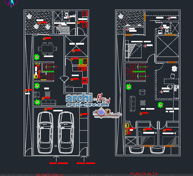 housing 2 floors 800x1800 with carport Dwg  