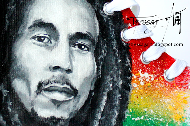 Black and white portrait Bob Marley