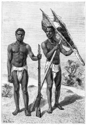 Kru men, or 'Kroomen' shown in a 19th century image of present-day Liberia.