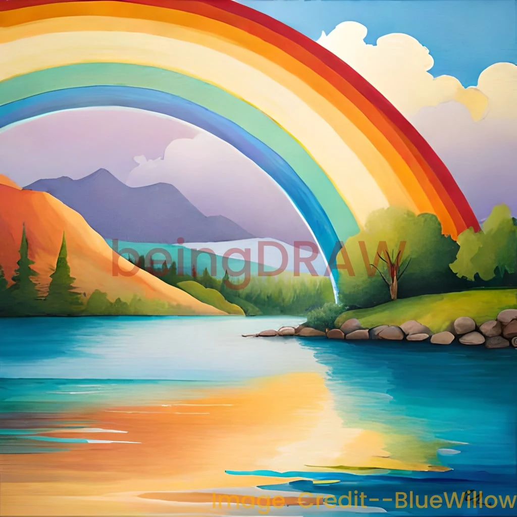 rainbow drawing with colour