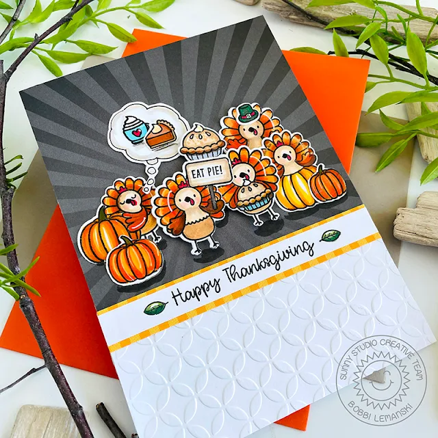 Sunny Studio Stamps: Turkey Day Thanksgiving Day Card by Bobbi Lemanski (featuring Morrocan Circles Embossing Folder)