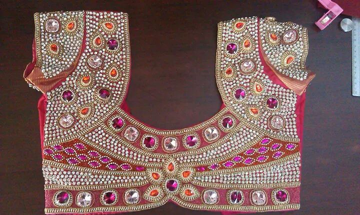 Wedding blouse hand embroidery designs from lakmi tailors