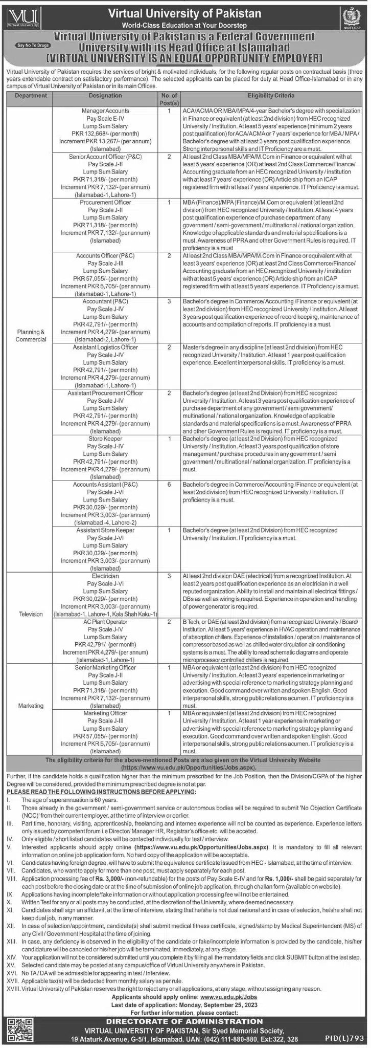 Virtual University Jobs 2023 – Education Jobs 2023