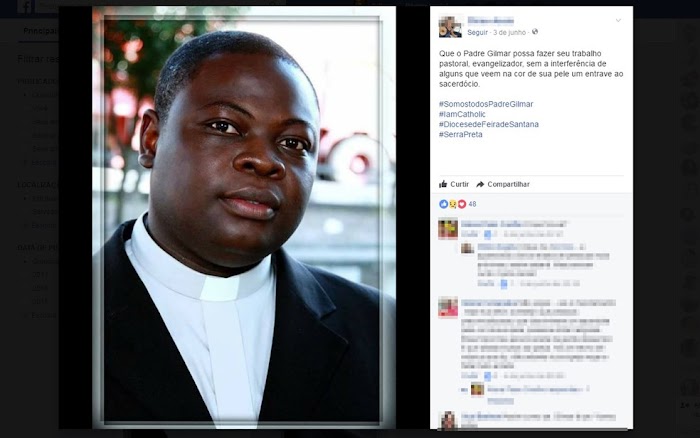 Após ofensas a padre em áudio de WhatsApp, arquidiocese emite nota de solidariedade: 'Racismo é crime'