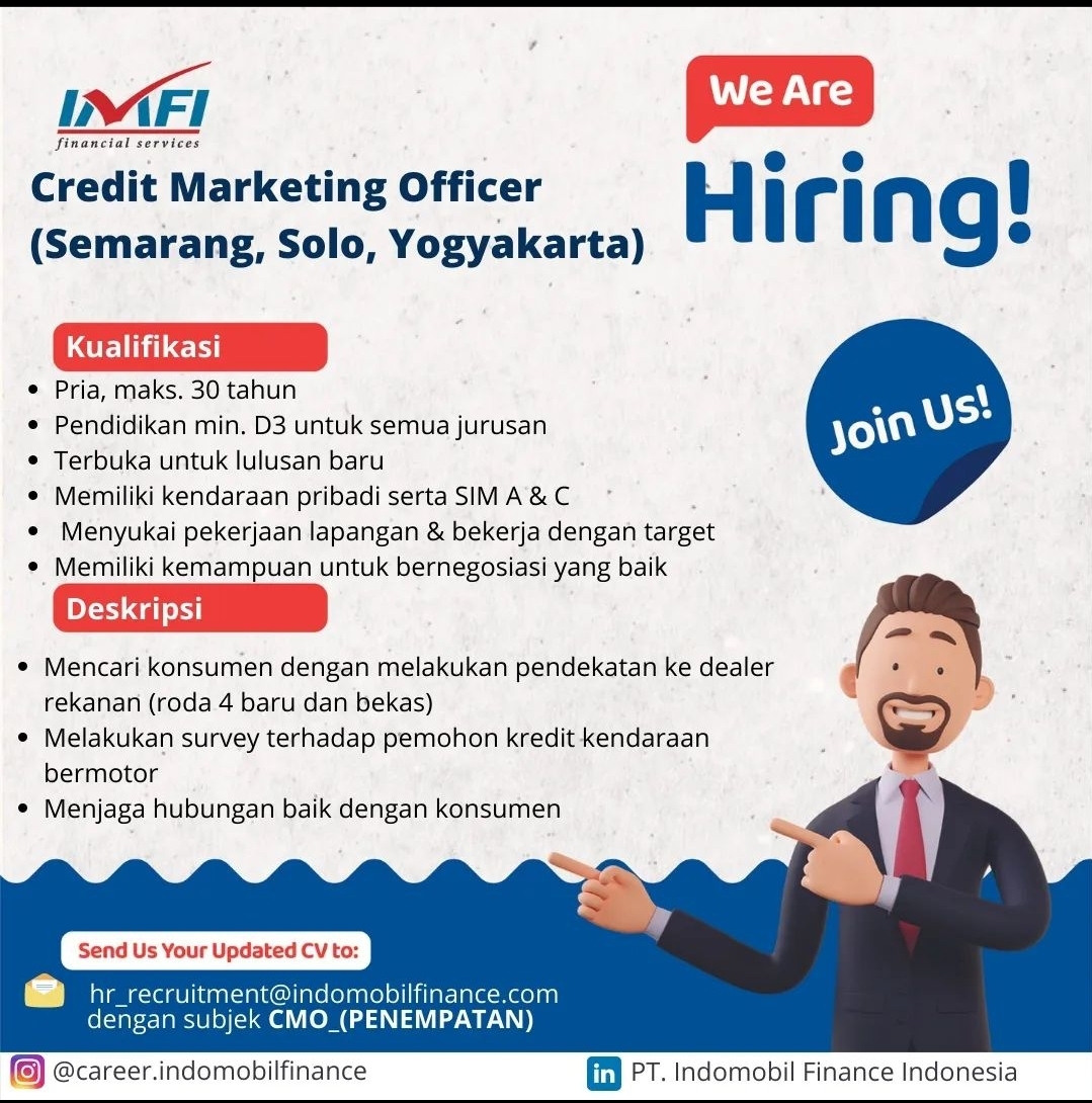 Lowongan Recovery Officer, Credit Marketing Officer Indomobil Finance
