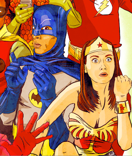 community tv show illustration dc comics batman wonder woman robin joker penguin flash aquaman super girl catwoman abel jeff winger annie edison chang childish gambino shirley troy barnes pierce dean britta