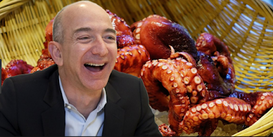 Bezos na tle ośmiornicy