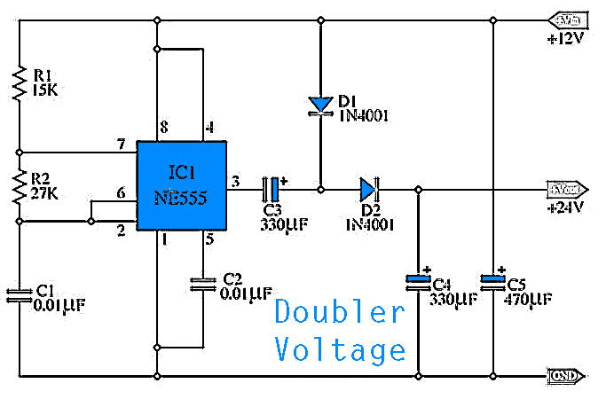 Simple Doubler Voltage 12 to 24Volt DC - Electronic Circuit