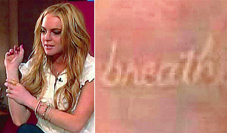 Lindsay Lohan Tattoos Designs This troubled teen star has a handful of
