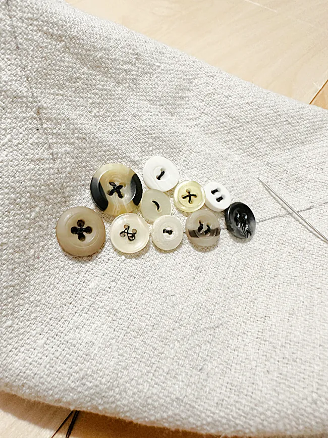 buttons with contrasting thread