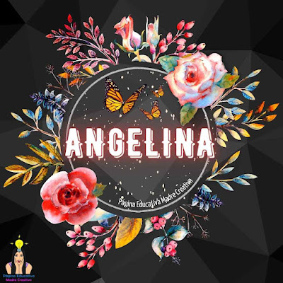 Solapín Nombre Angelina en círculo de rosas gratis