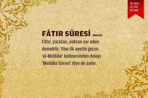 fatir suresi turkce arapca