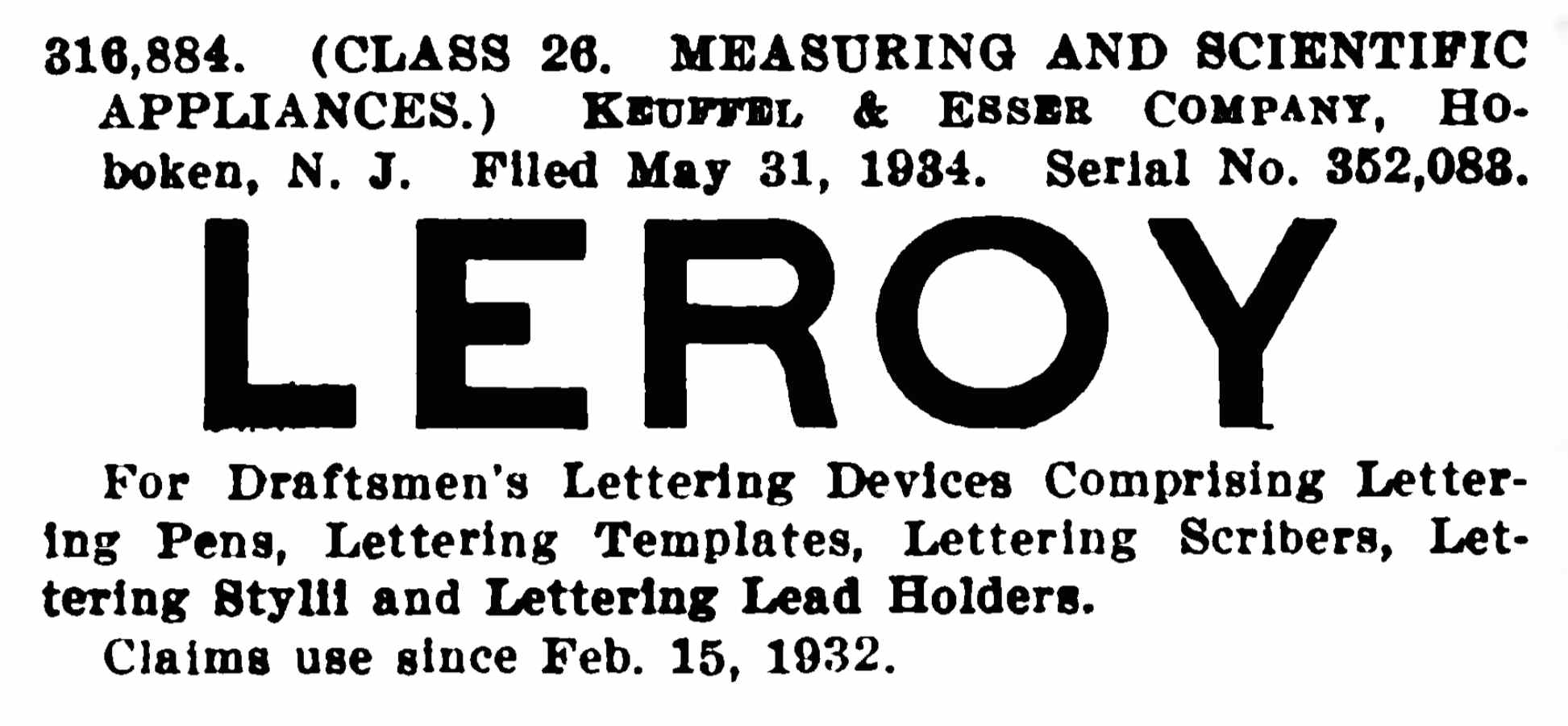 1950 Keuffel & Esser Co. Leroy Lettering Set